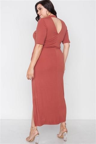 Plus Size Mock-Neck Cutout Maxi Dress | Elegance and Comfort Combined