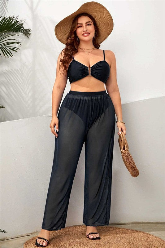 Sheer Mesh Material High Waist Flare Pants | Trendy, Sexy, and Stylish