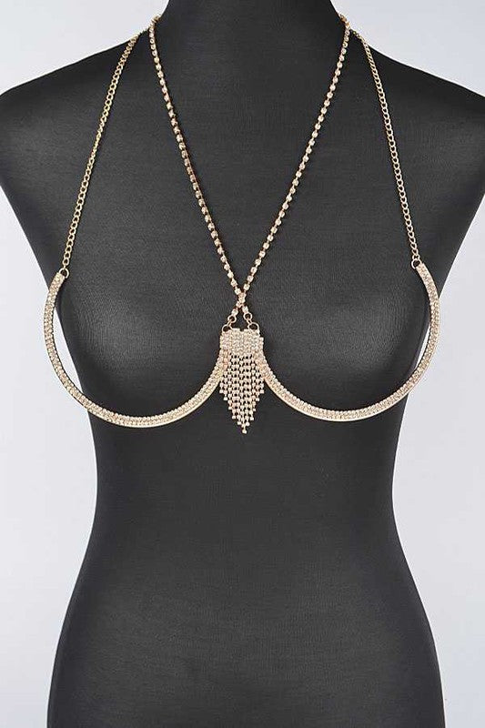 Elevate Your Style with Our Rhinestone Fringe Iconic Bra Chain |