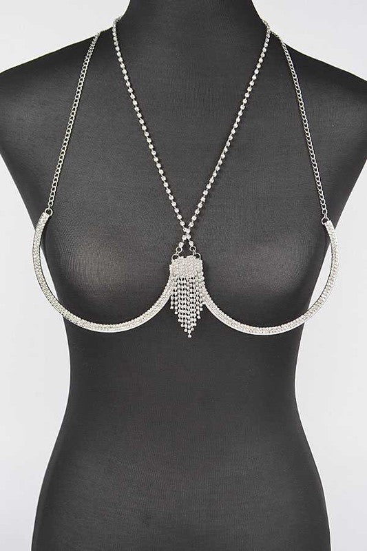 Elevate Your Style with Our Rhinestone Fringe Iconic Bra Chain |