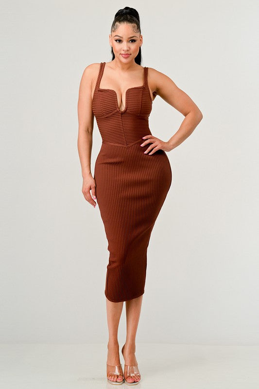 Breezy Chic Bandage Midi Dress – Effortless Elegance & Flattering Fit