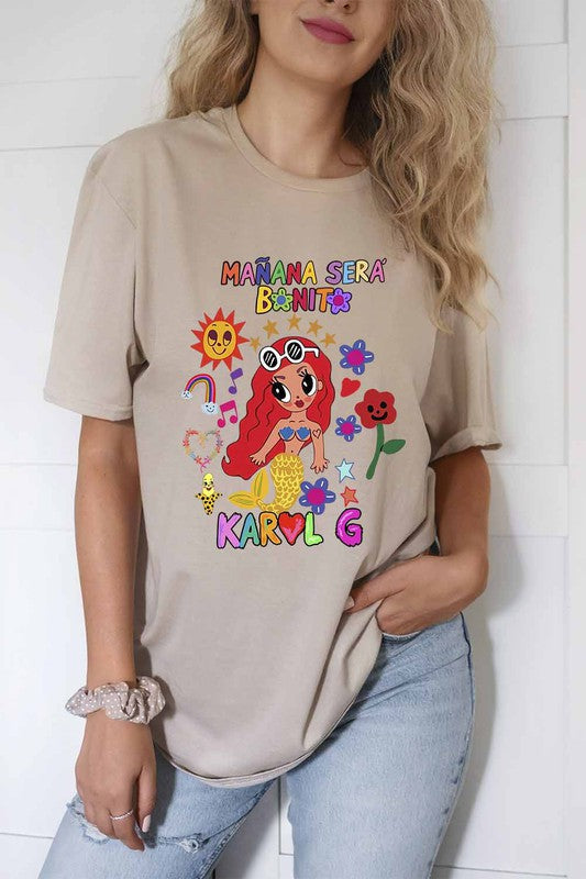Karol G Mermaid Print 'Mañana Será Bonito' Tee | High-Quality Soft Cotton Graphic T-Shirt