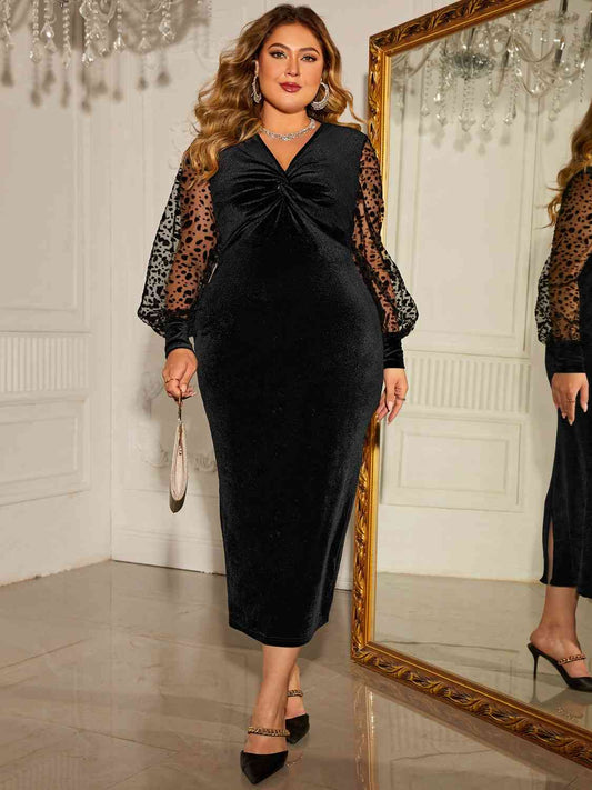 Chic Twisted Detail Plus Size Dress | Opaque with Slight Stretch