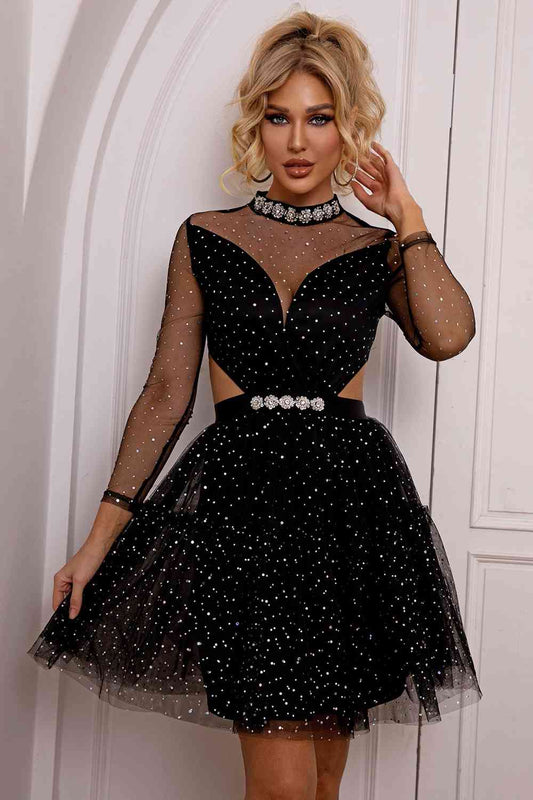 Elegant Lace Cutout Dress - Semi-Sheer